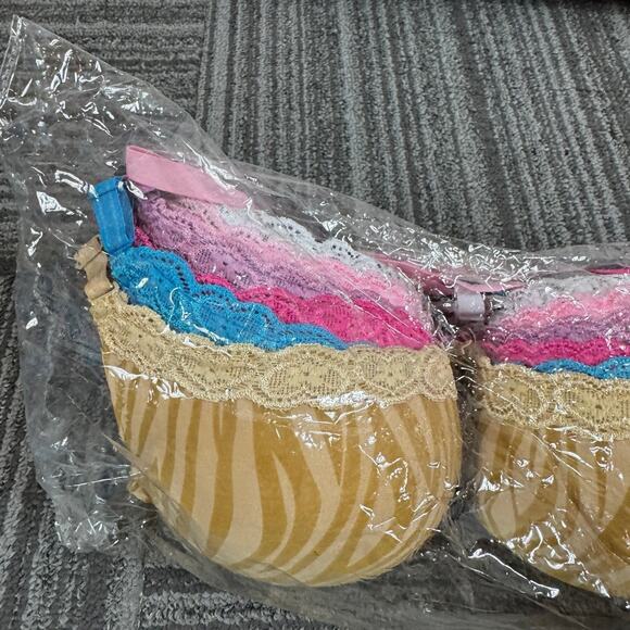 VKVK Lace Trim Push-Up Bra Set – Size 36C, Multi-Color 6-Pack - Picture 3 of 7